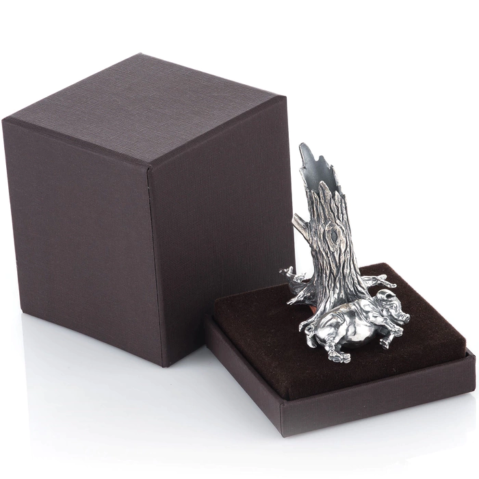 Stand for the handle "Pig under the oak" made of silver